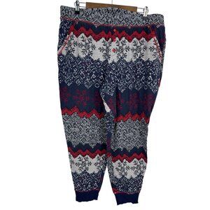 Cacique Womens Nordic Print Cotton Pajama Pants Size 22/24 Red White & Blue